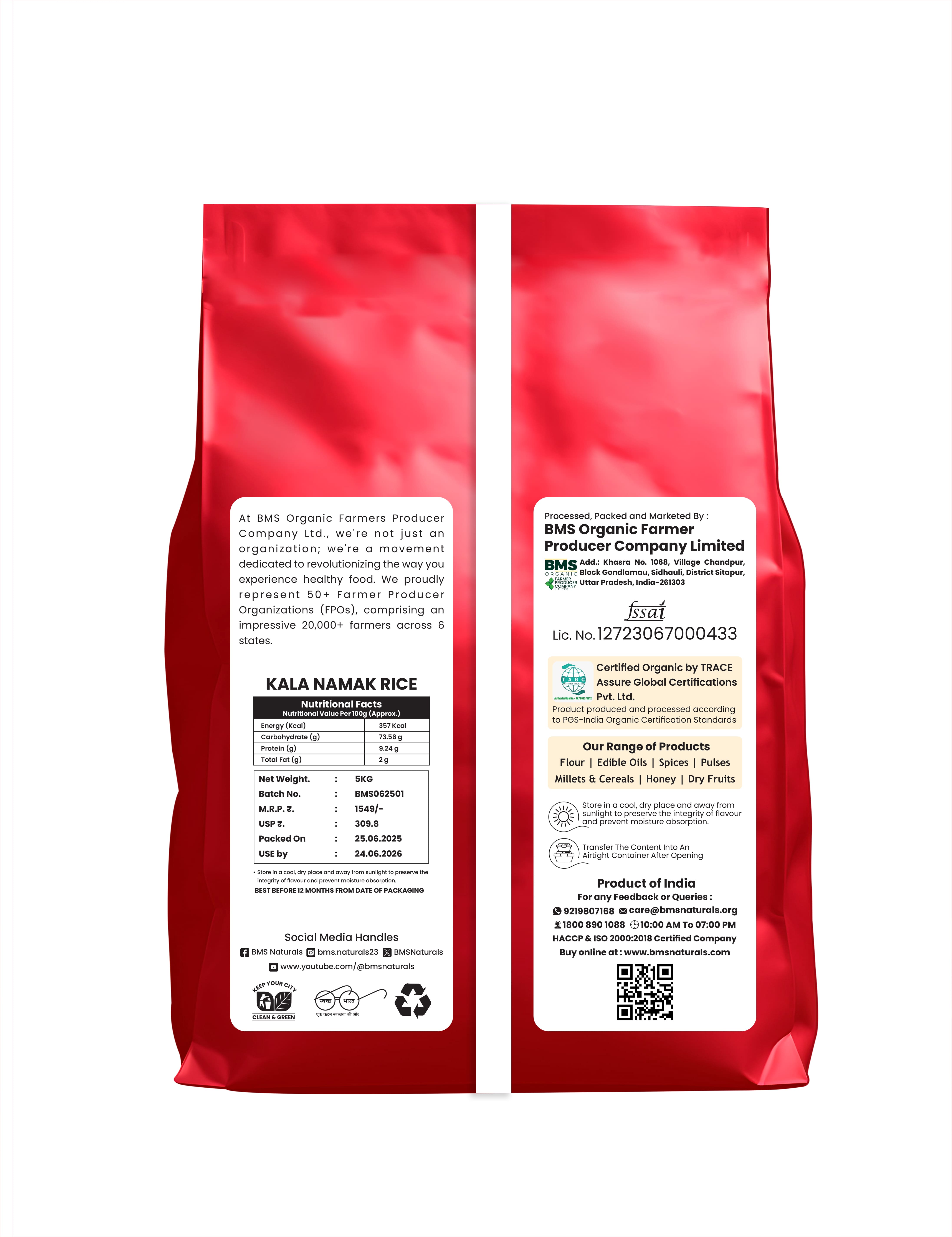 BMS Naturals Kala Namak Rice | Diabetic Friendly | Aromatic | Unpolished | Buddha Rice | Low GI